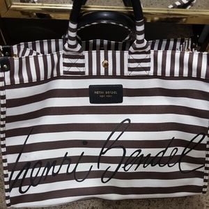 Henri Bendel striped canvas tote handbag